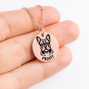 Authentic Personalized engraved French Bulldog necklace with sweet message card + Box