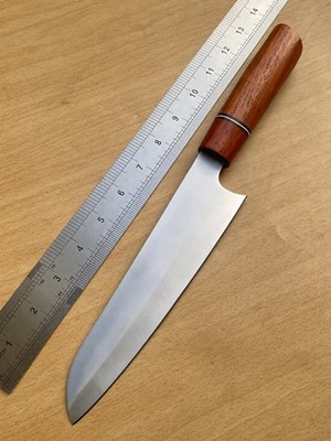 Obsidian Japanese Santoku Chef Knife 180mm 7'' Stainless Steel Wood Handle