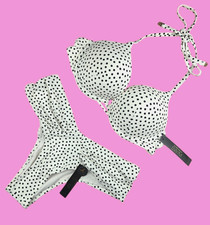 Victoria's Secret Swim Bombshell Add 2 cups Push-up Set White Dots Itsy NWT