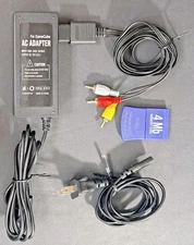 Nintendo GameCube Audio Video AV RCA Cable AC Power Supply Adapter & Memory Card