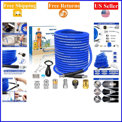 #ad 100FT Sewer Jetter Kit for Pressure Washer 5800 PSI with Nozzles amp; Accessories $103.35