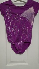Danskin Now 7-8 Girl's Shrtslv Shiny Purple Gymnastics Dance Leotard