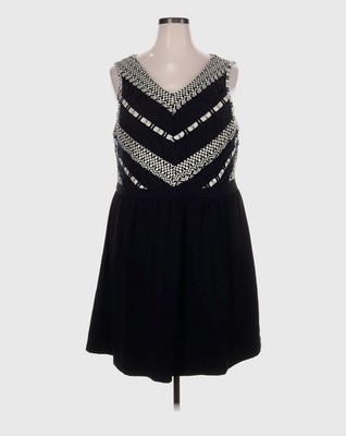 Cynthia Rowley 3X Black White Lace Geometric Embroidered Sleeveless A-Line  Dress | eBay