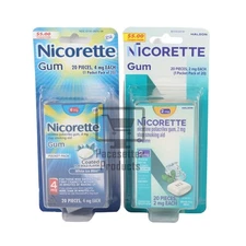 Nicorette Nicotine Gum 20 Pieces - Choose 2 mg or 4 mg - Expires 5/2026 or Later