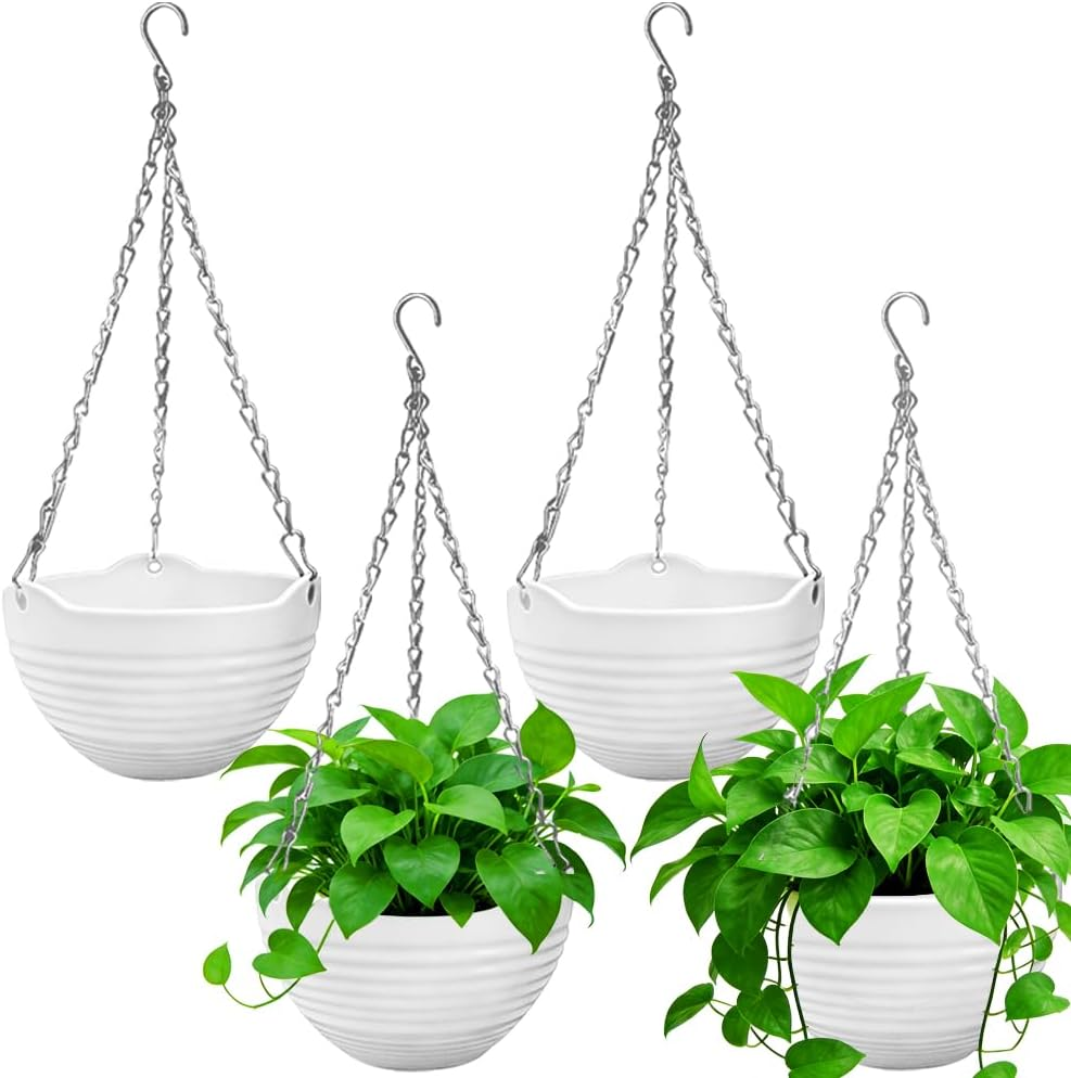 4 Pack 8 inch Hanging Planter Pots,Self-Watering Round Hanging Basket with  Water | eBay