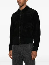 Black Bomber Flight Real Suede Leather Jacket For Men