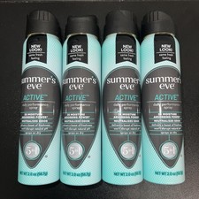 4 PACK of Summer's Eve Active Daily Performance Feminine Spray, 2 oz / 56.7g