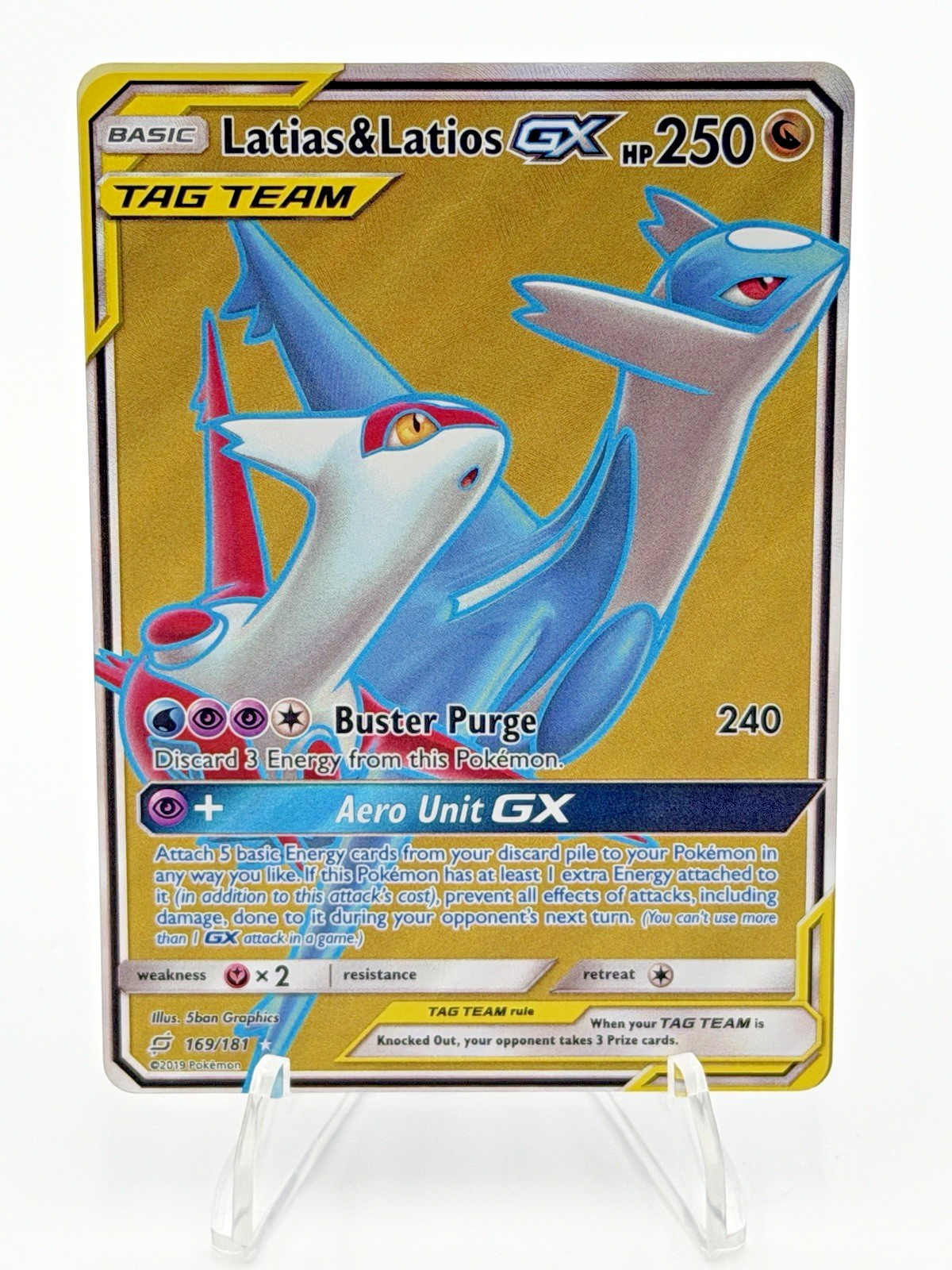 Pokemon TCG Latias & Latios GX (Full Art) 169/181 Tag Team Sm-Team Up Holo NM