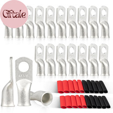20PCS 4 AWG-5/16 Marine Grade Wire Lugs, Tinned Copper Ring Terminal Connectors