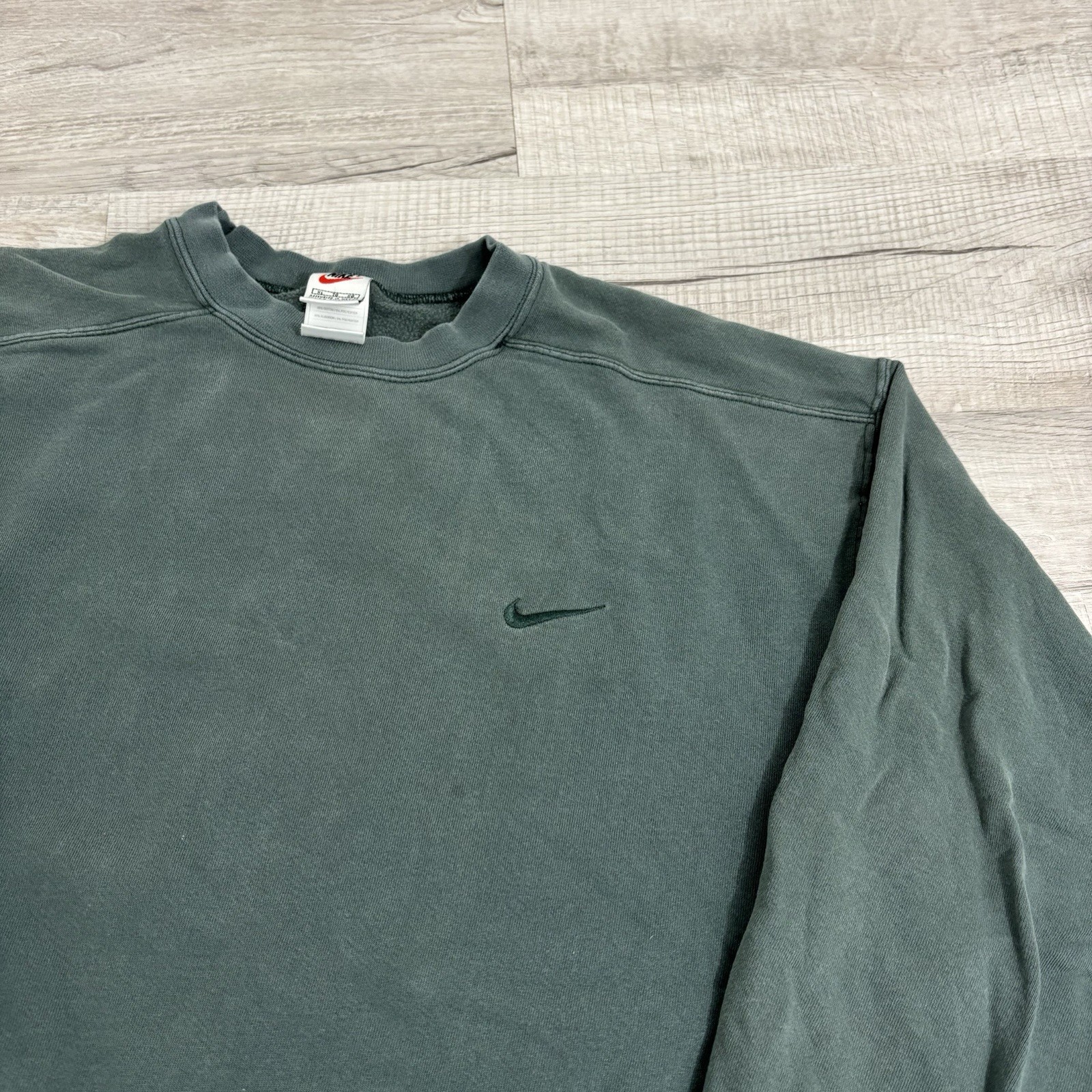 Y2K 2000s Nike Solid Green Pullover Crewneck Bagg… - image 2