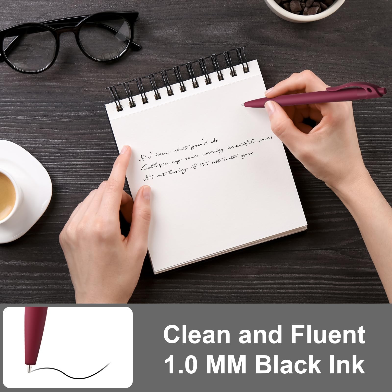 200 Pack Black Pens Bulk Retractable No Bleed Click Black Ink Smooth Writing ...