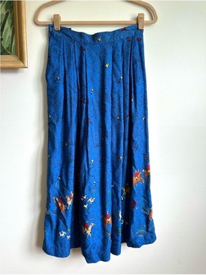 Chaus Vintage Equestrian Dogs Novelty Skirts Women s 10 Blue