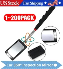 Inspection Mirror LED Lighted Mechanic Telescoping illuminate Swivel Extendable