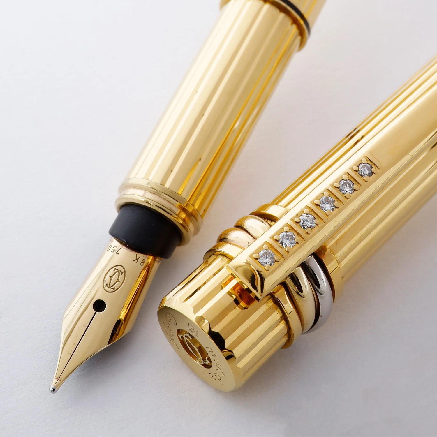 カルティエ★Cartier Must de Cartier ボールペン ゴールド Cartier Must de Cartier LE Fountain Pen - Gold Filled w/ Diamonds