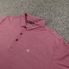 Travis Mathew Polo Shirt Mens XL Red Pink Heather Pima Cotton Golf Preppy Casual