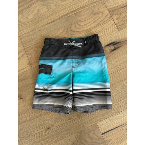 Zero Exposure Boys Blue and Black Lined Drawstring Swim Shorts Size 6