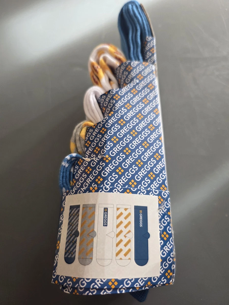 Paquete de 5 calcetines Primark Greggs para hombre de novedad multicolores talla 9-11