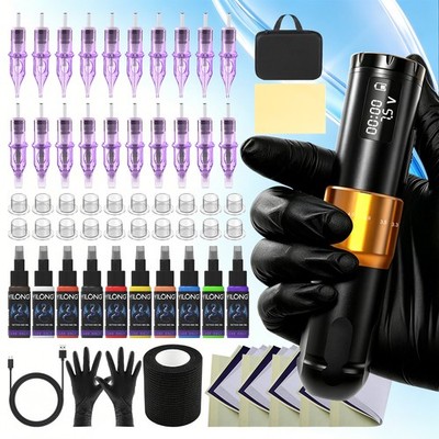 Professional Adjustable Stroke 2.7-4.5 Wireless Tattoo Machine Pen Kit 1300mAh