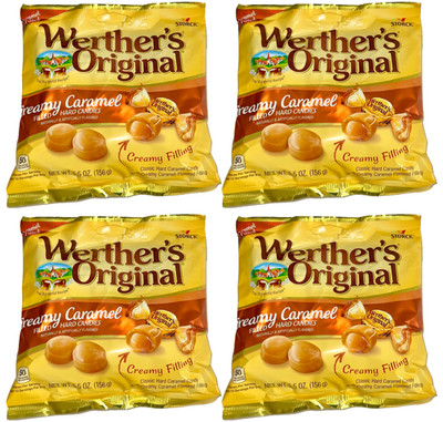 Werther's Original Creamy filling Caramel flavor Classic Hard Candy 5.5oz-4 Pack