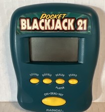 RADICA POCKET 21 Blackjack GREEN HANDHELD ELECTRONIC GAME - 1997 WORKS-