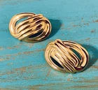Vintage NAPIER 80s 90s Big Gold Tone Pierced Earrings with Backs Costume Jewelry