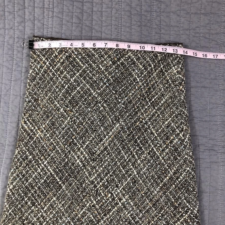 Falda Kenneth Cole para mujer 2 marrón tweed mezcla de lana dobladillo con flecos carrera academia Foto 4 de 4