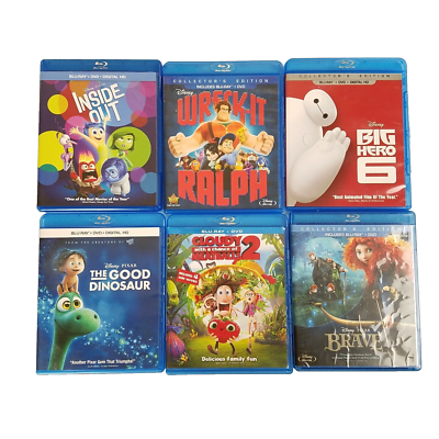 DISNEY PIXAR Lot of 6 Blu-ray Animated Movies, Wreck-it Ralph