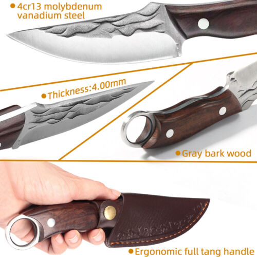 Hand Forged Utility Paring Knife Boning Knife Small Cleaver Butcher Knives Gift - Picture 7 of 10