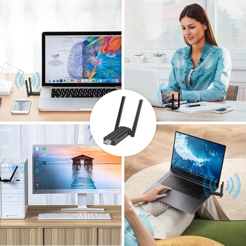 Chiavetta USB WiFi 1300Mbps per PC Fisso USB 3.0 2 Antenne Dual Band 2.4GHz/5.8 - Foto 7 di 7