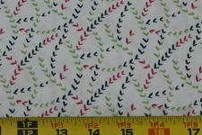By 1/2 Yd, Red Green & Navy Print on Off-White, Moda, Christenson, V and Co.V403
