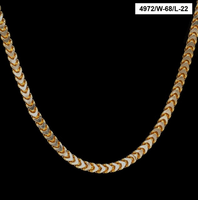 22 Kt Solid Yellow Gold Necklace 2 Tone Hot Sale Dubai Chain 70g 20