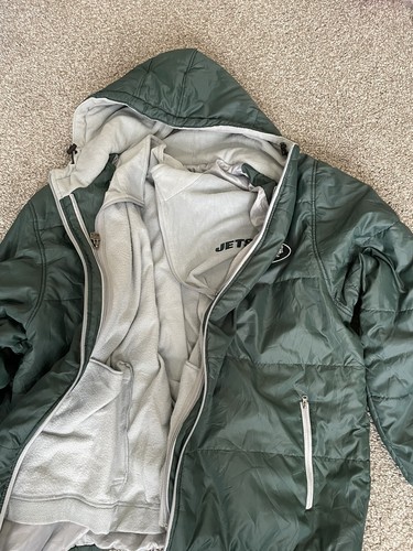 New York Jets NFL Pro Line Puffer Coat Green Long Sleeve Jacket Men’s Size 2XL - Picture 6 of 8