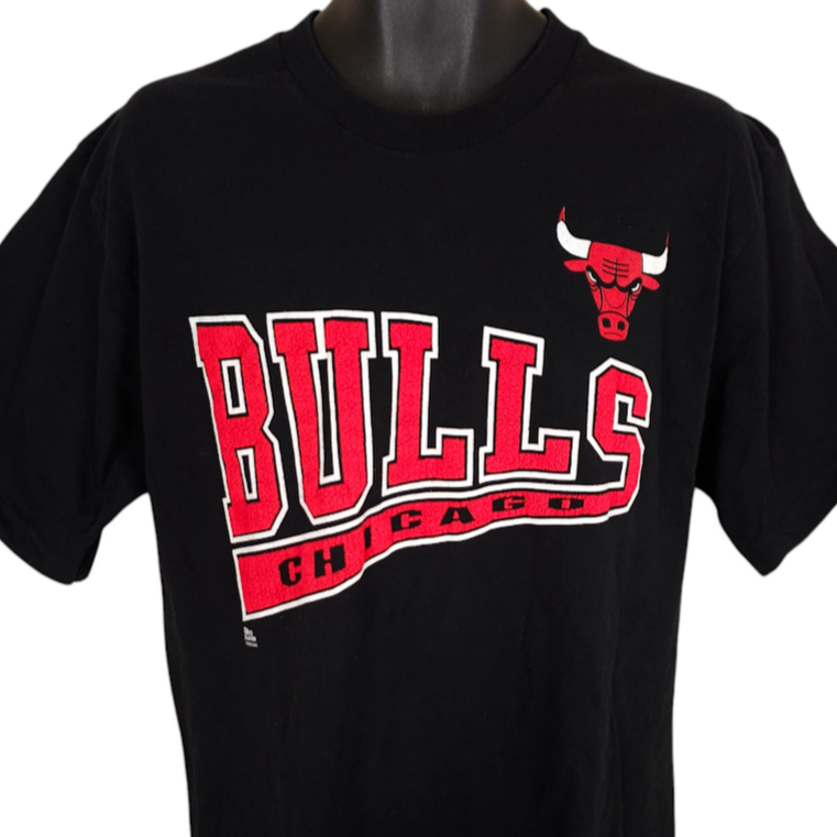 Vintage Chicago Bulls T Shirt Mens Size Large Black 90s NBA Made