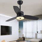 40" Ceiling Fan with Light 3 Color Dimmable Led Chandelier Fan Lamp Remote Black