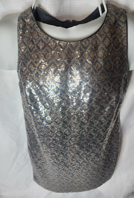Banana Republic Sequin Party Shift Dress, Silver-Gold SIZE 10P | eBay
