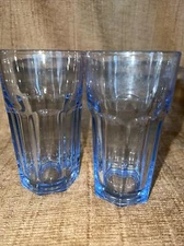 Libbey Crisa Light Ice Blue  4inch Juice Glasses Set of 2