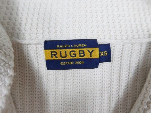 Ralph Lauren Rugby Caardigan Sweater White Linen Shield Varsity 1924 RARE XS - Picture 3 of 5