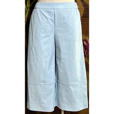 Anthropologie Cropped Blue Faux Leather Cropped Pants XS