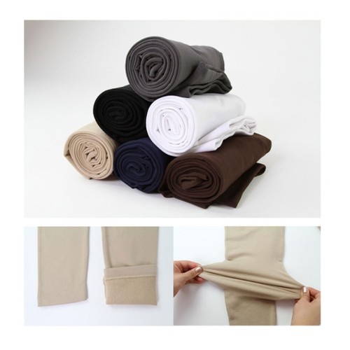 Women's Solid New Winter Thick Warm Fleece Lined Thermal Stretchy Leggings Pants - Picture 4 of 34