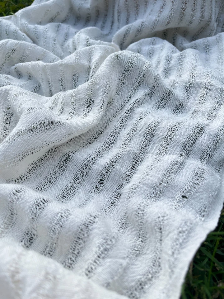 Handwoven Natural Organic Cotton Fabrics, Hand Loomed Unique Textured Fabric. - Image 3 of 4