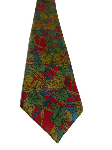 James Meade 100% Silk Men’s Red Floral Designer Tie Necktie ety - Picture 2 of 5