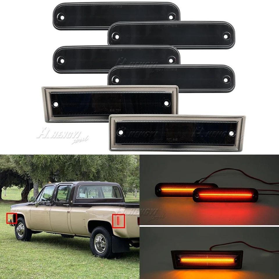 6 luces LED de humo para camionetas Chevy GMC C/K R/V 30 3500 con doble plataforma Foto 2 de 4