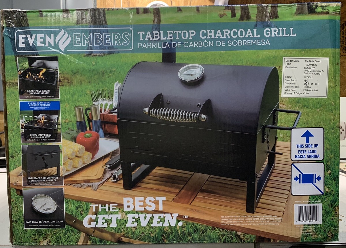 Even Embers Tabletop Charcoal Grill, Adjustable Height Even Embers Tabletop Charcoal Grill, Adjustable Height