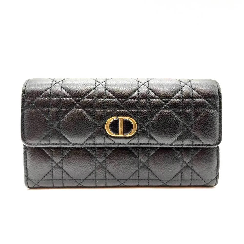 Portefeuille long Christian Dior Caro Orchidée noir qualité AB cuir occasion