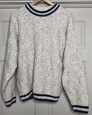 Vintage Northern Reflections Wool Cotton Crewneck Cozy Sweater M Fisherman Cream
