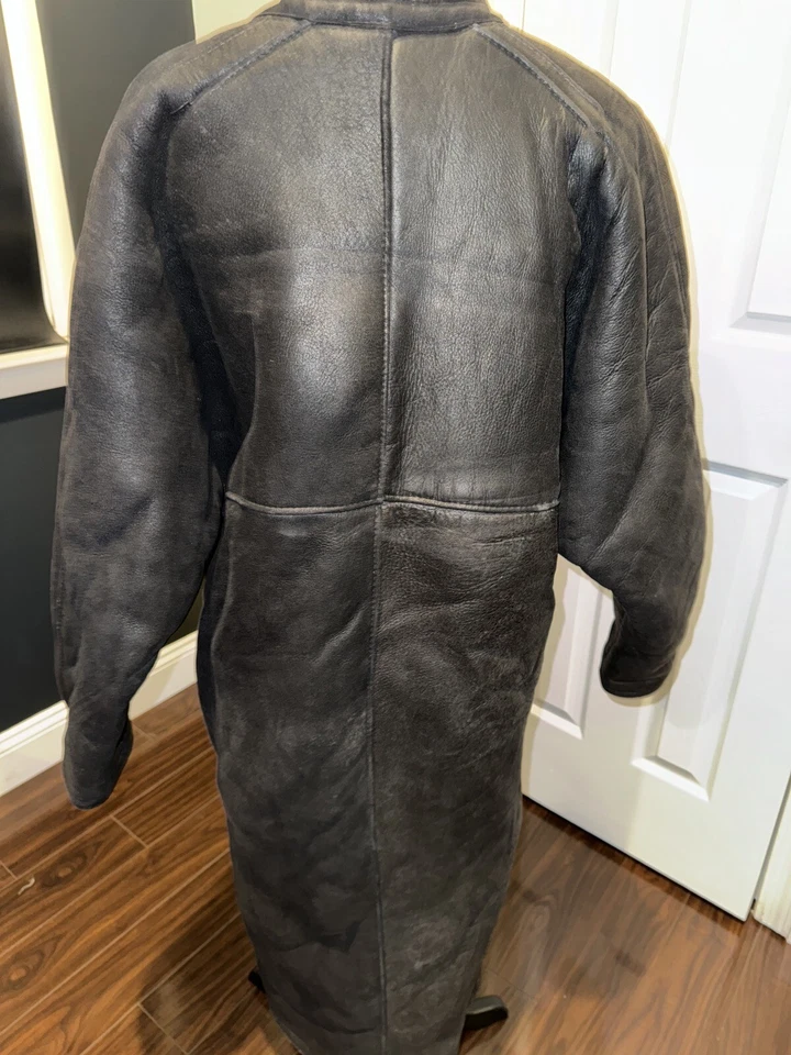 Abrigo Largo Texas Tanning Genuino Piel de Oveja Mujer Talla M Piel de Oveja Negro Foto 4 de 4