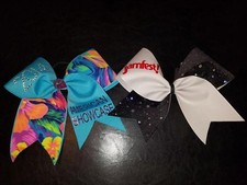 Cheerleading Cheer Hair Bows Lot of 2 Sparkley Cheer bows Jamfest 