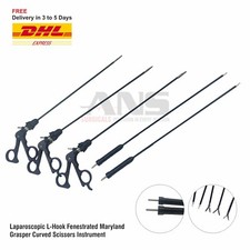 ANS Laparoscopic L-Hook Fenestrated Maryland Grasper Curved Scissors Instrument