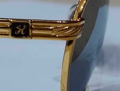 VINTAGE HILTON Sunglasses Monaco 307 02 GOLD 24KT Grey Mirror Glasses 55-16-140