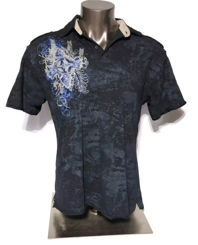 Elixir Brand Shirt SZ XL Designer Top Polo Black Affliction Style 